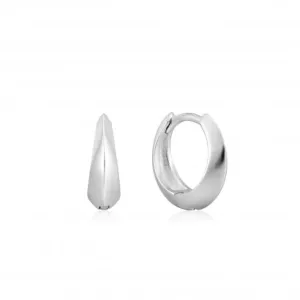 Boucles d'oreilles Huggie à pointe unique en argent rhodié E025-05H Ania Haie Jewellery