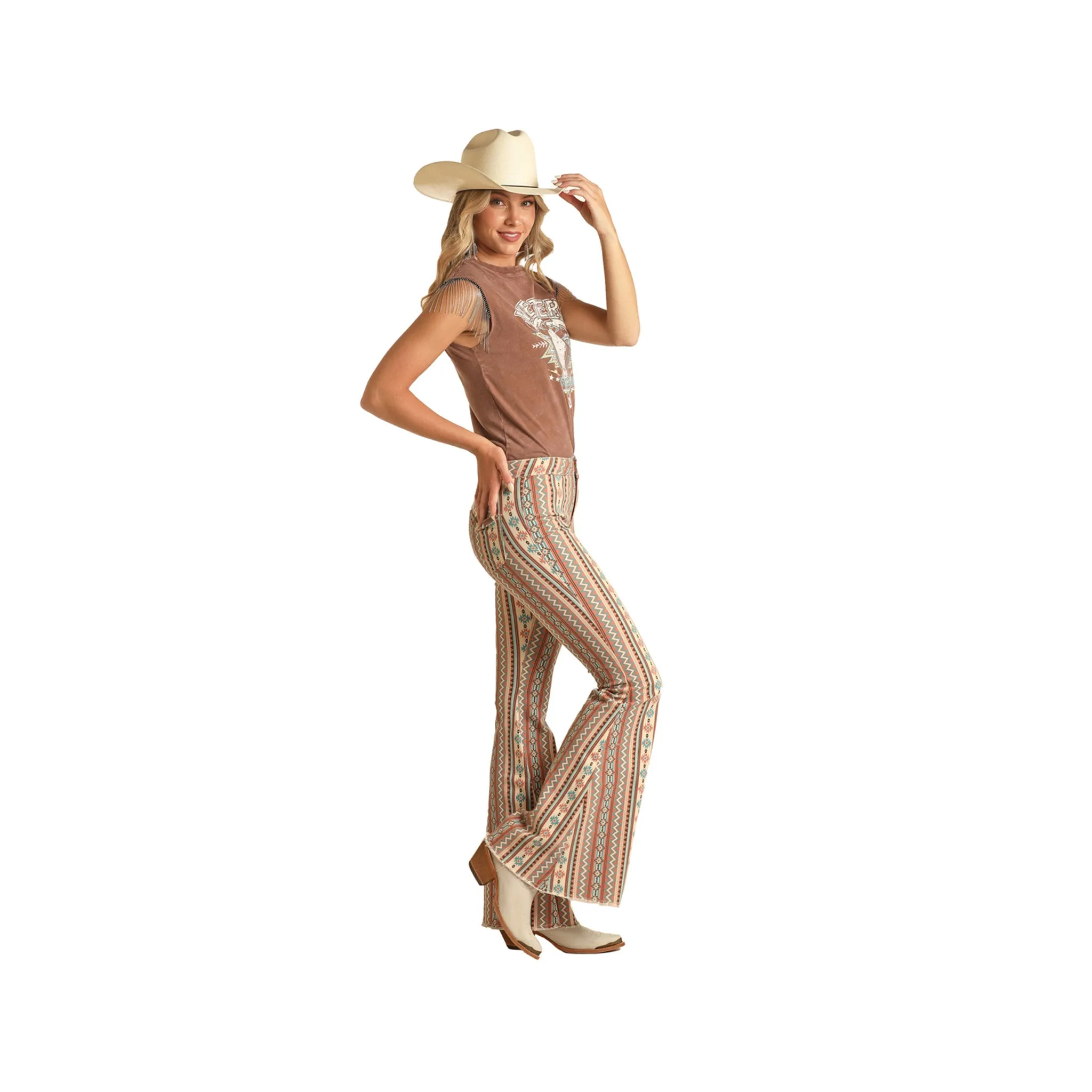 Rock & Roll Women's Stripe Aztec Bell Bottoms