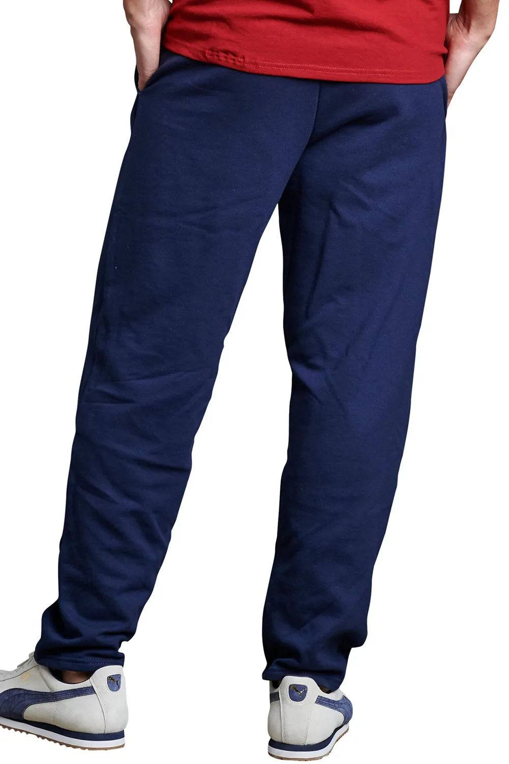 Russell Athletic Mens Dri Power Moisture Wicking Open Bottom Sweatpants w/ Pockets - Navy Blue