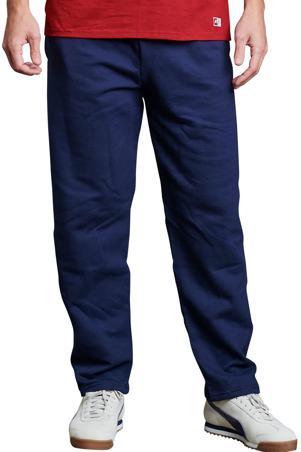 Russell Athletic Mens Dri Power Moisture Wicking Open Bottom Sweatpants w/ Pockets - Navy Blue