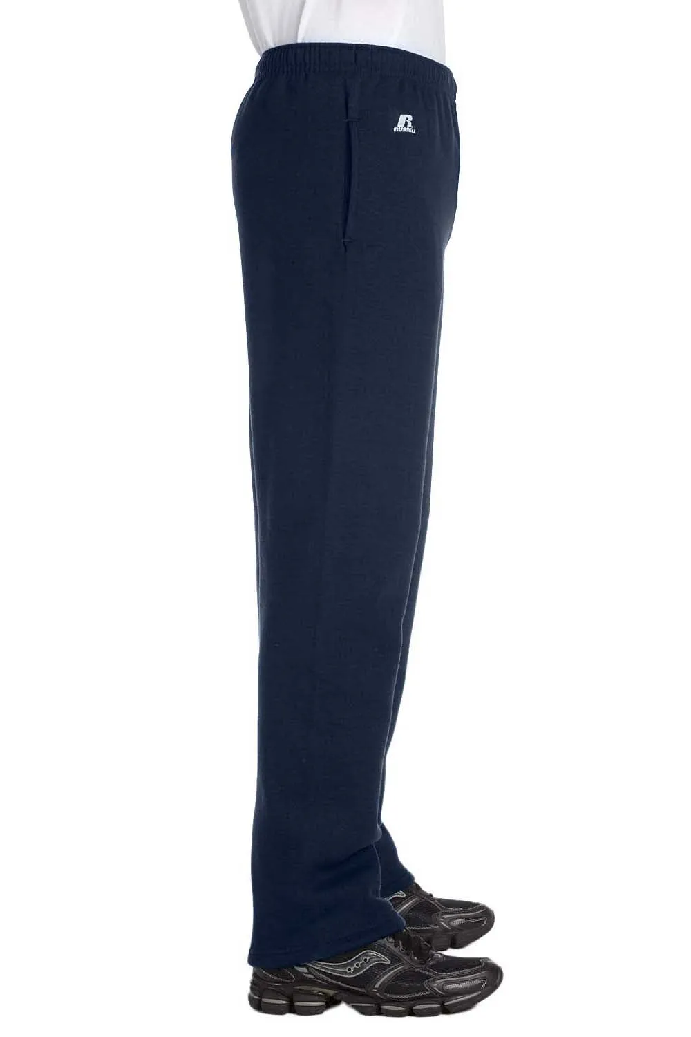 Russell Athletic Mens Dri Power Moisture Wicking Open Bottom Sweatpants w/ Pockets - Navy Blue