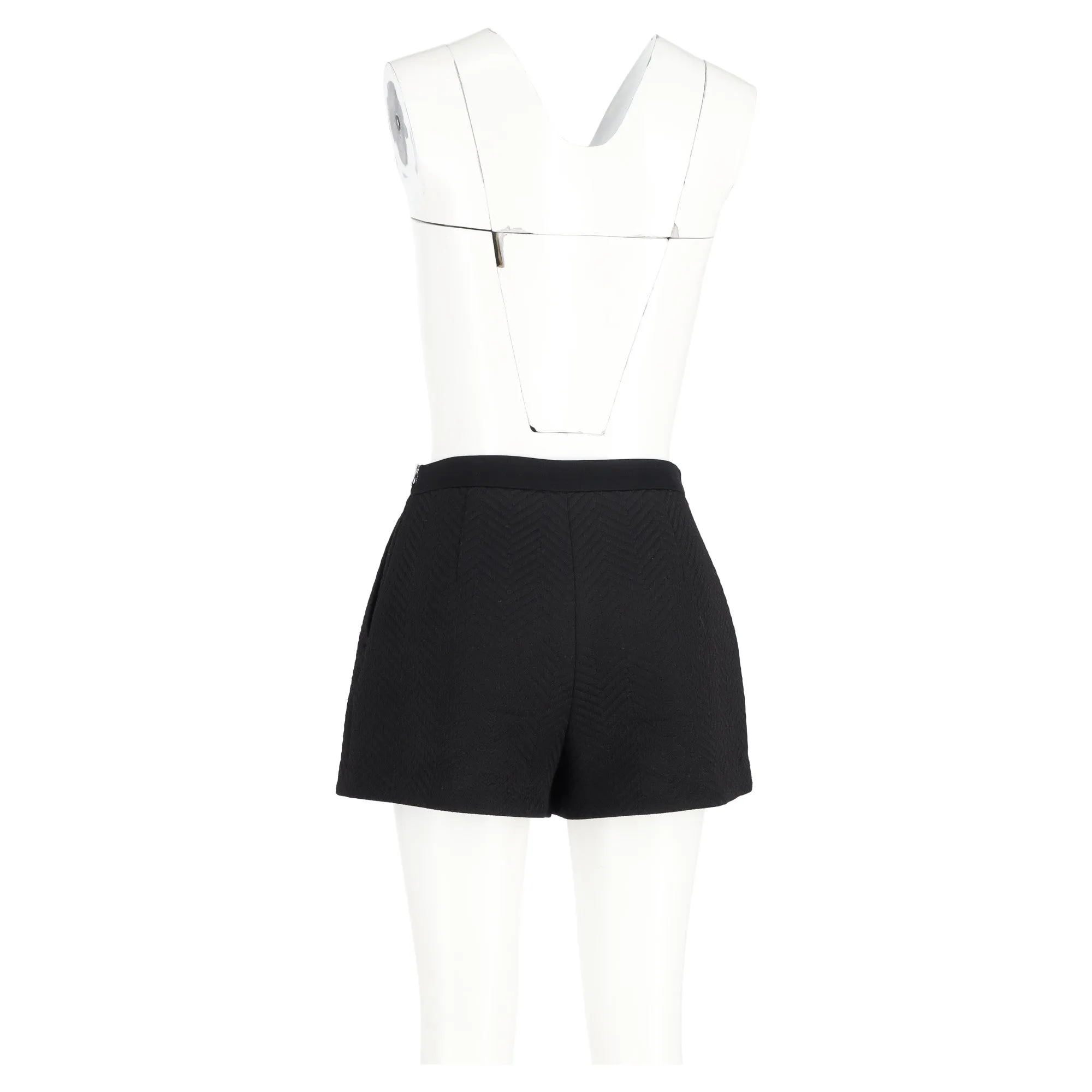 Sandro Paris Patterned A-Line Skorts in Black Wool