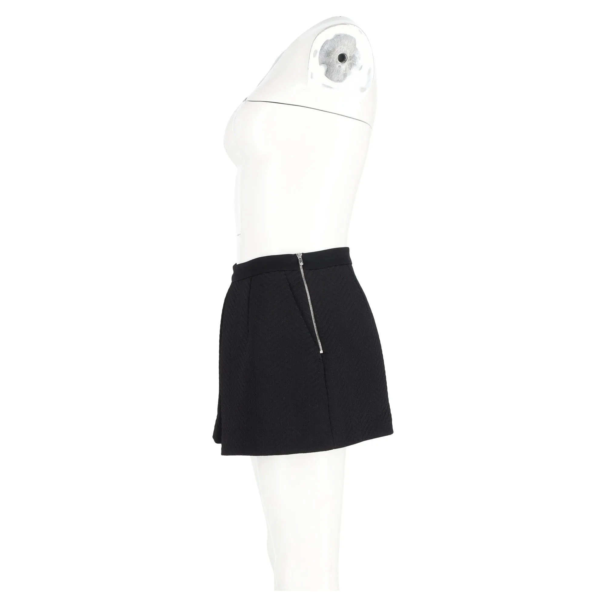 Sandro Paris Patterned A-Line Skorts in Black Wool