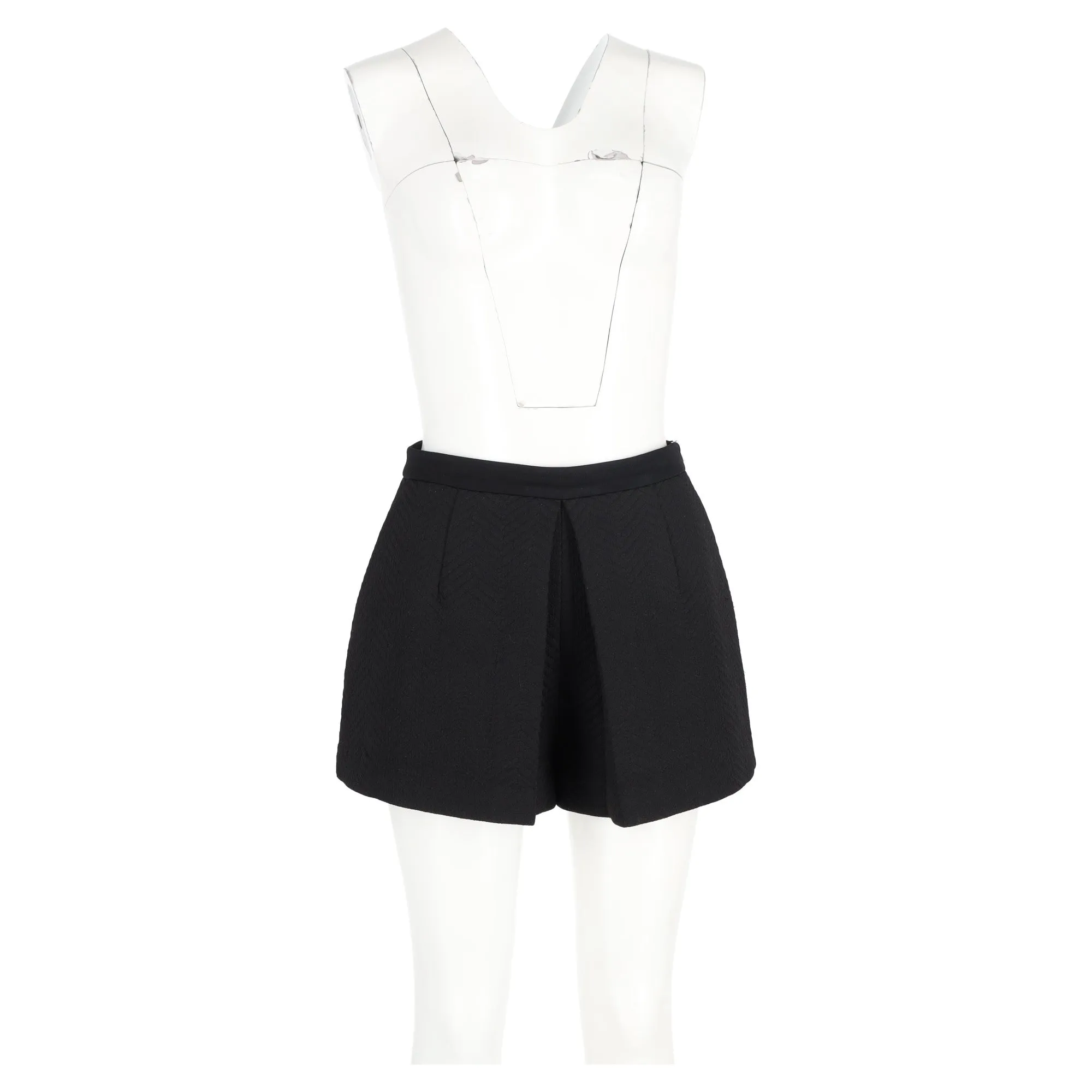 Sandro Paris Patterned A-Line Skorts in Black Wool