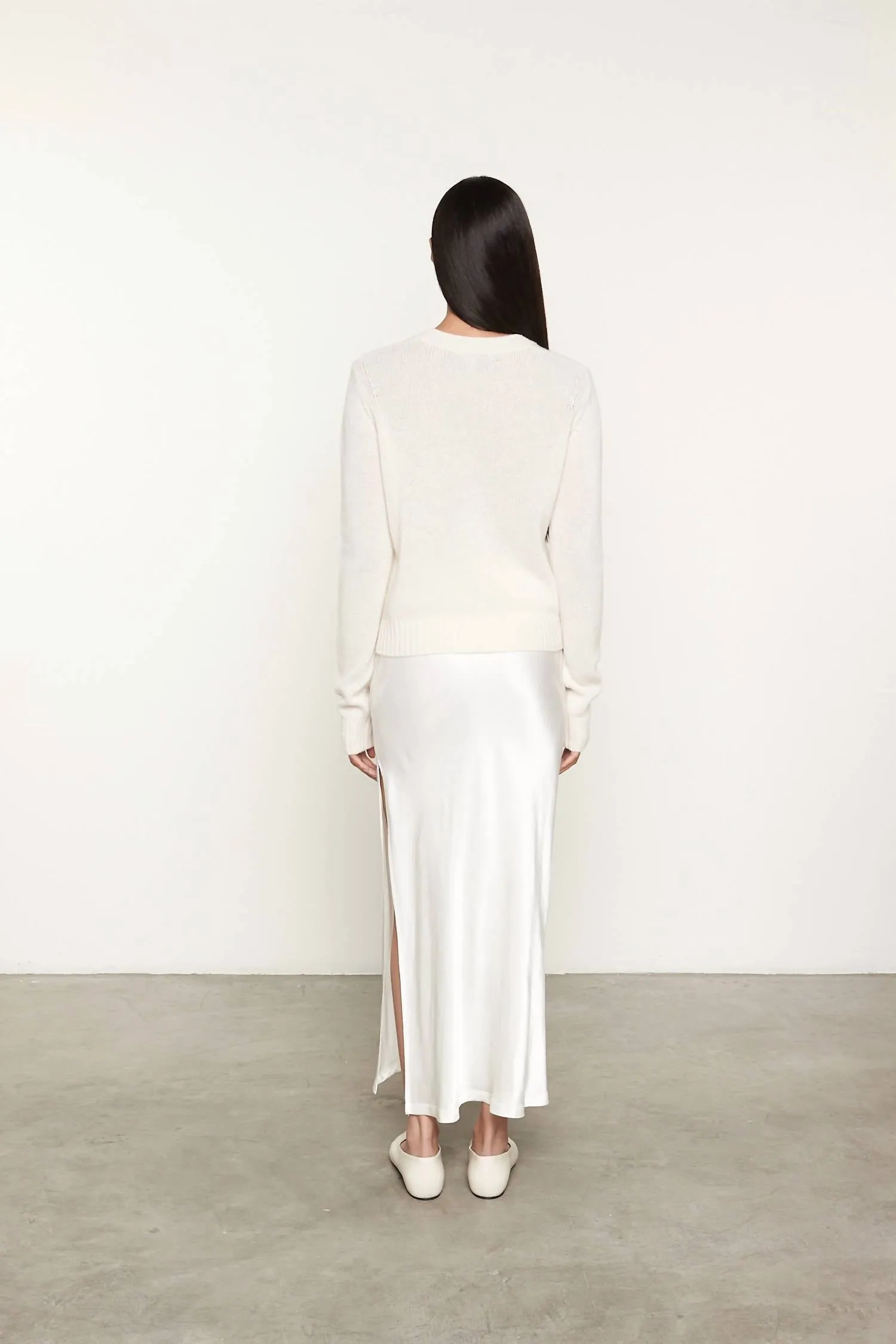 Satin Bias Cut Skirt In Cloud