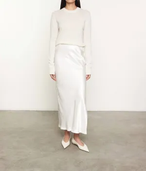 Satin Bias Cut Skirt In Cloud