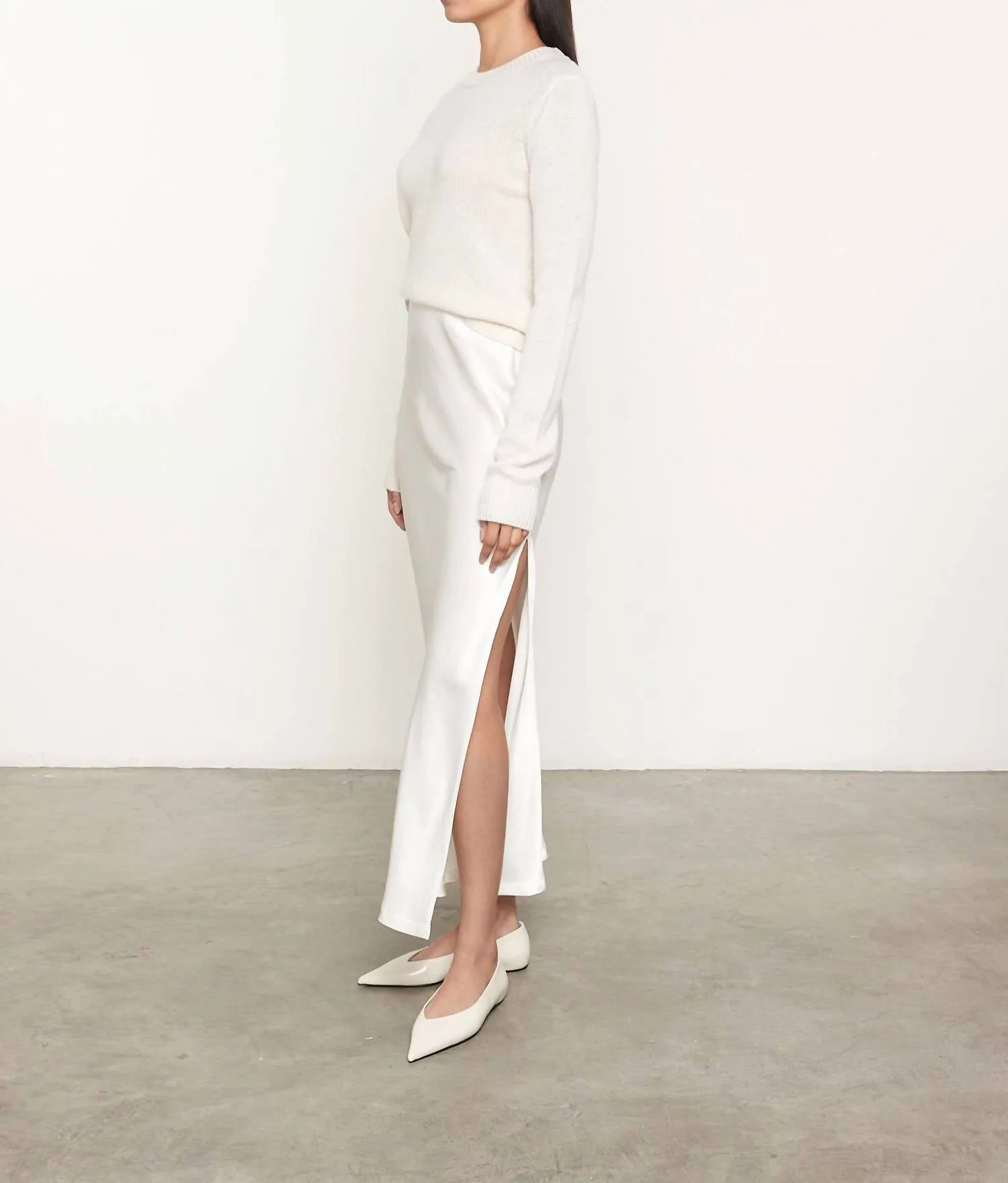 Satin Bias Cut Skirt In Cloud