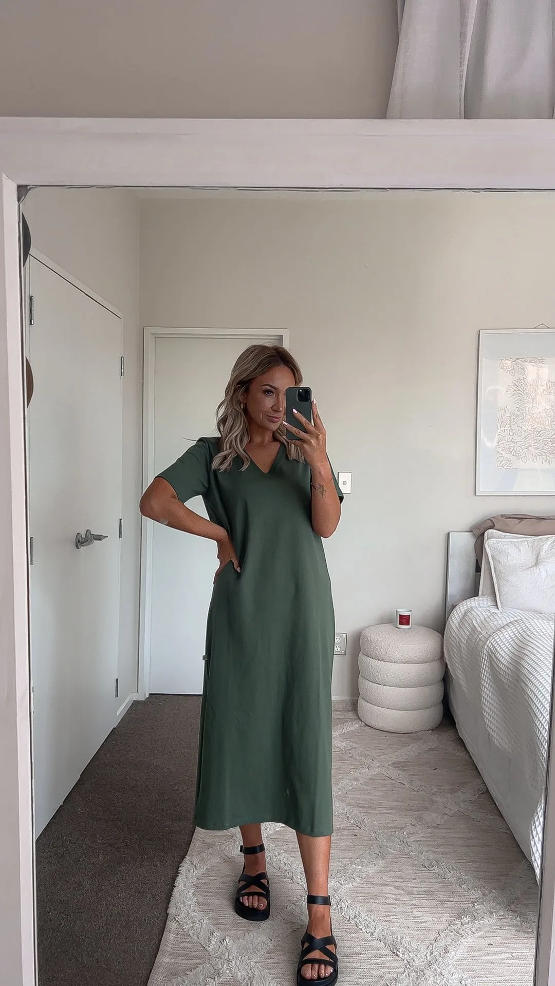 Shine On Essentials Maxi Tee Dress Khaki