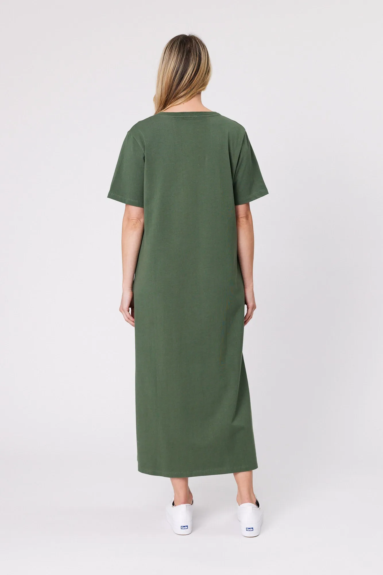 Shine On Essentials Maxi Tee Dress Khaki
