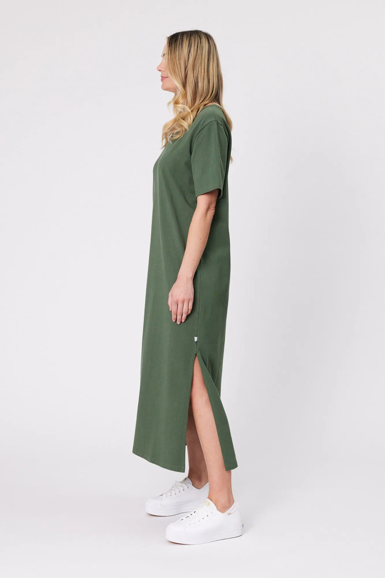 Shine On Essentials Maxi Tee Dress Khaki