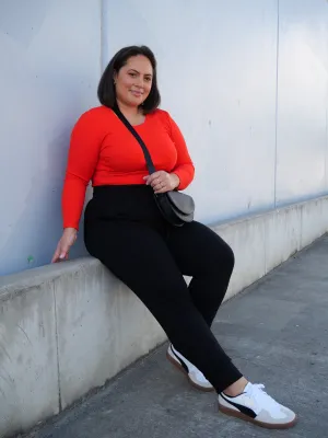 Shine On Essentials Rib Long Sleeve Bright Red