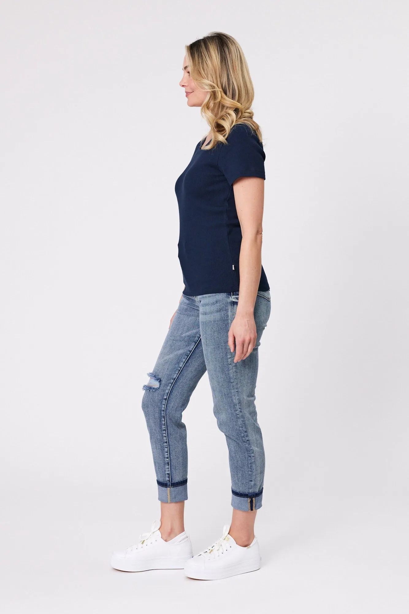 Shine On Essentials Rib Tee Navy