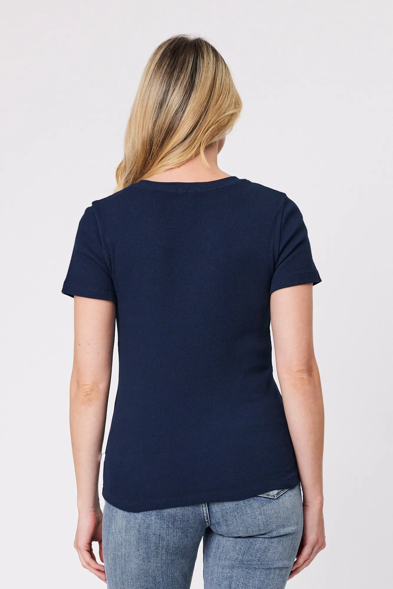 Shine On Essentials Rib Tee Navy
