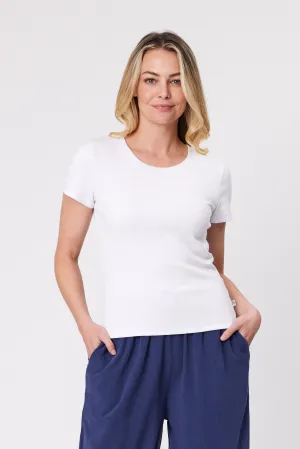 Shine On Essentials Rib Tee White