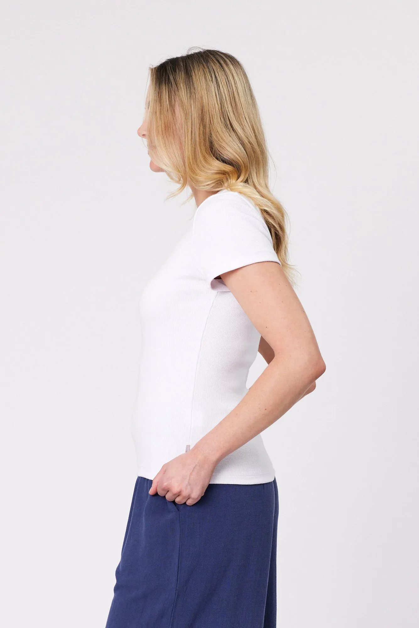 Shine On Essentials Rib Tee White