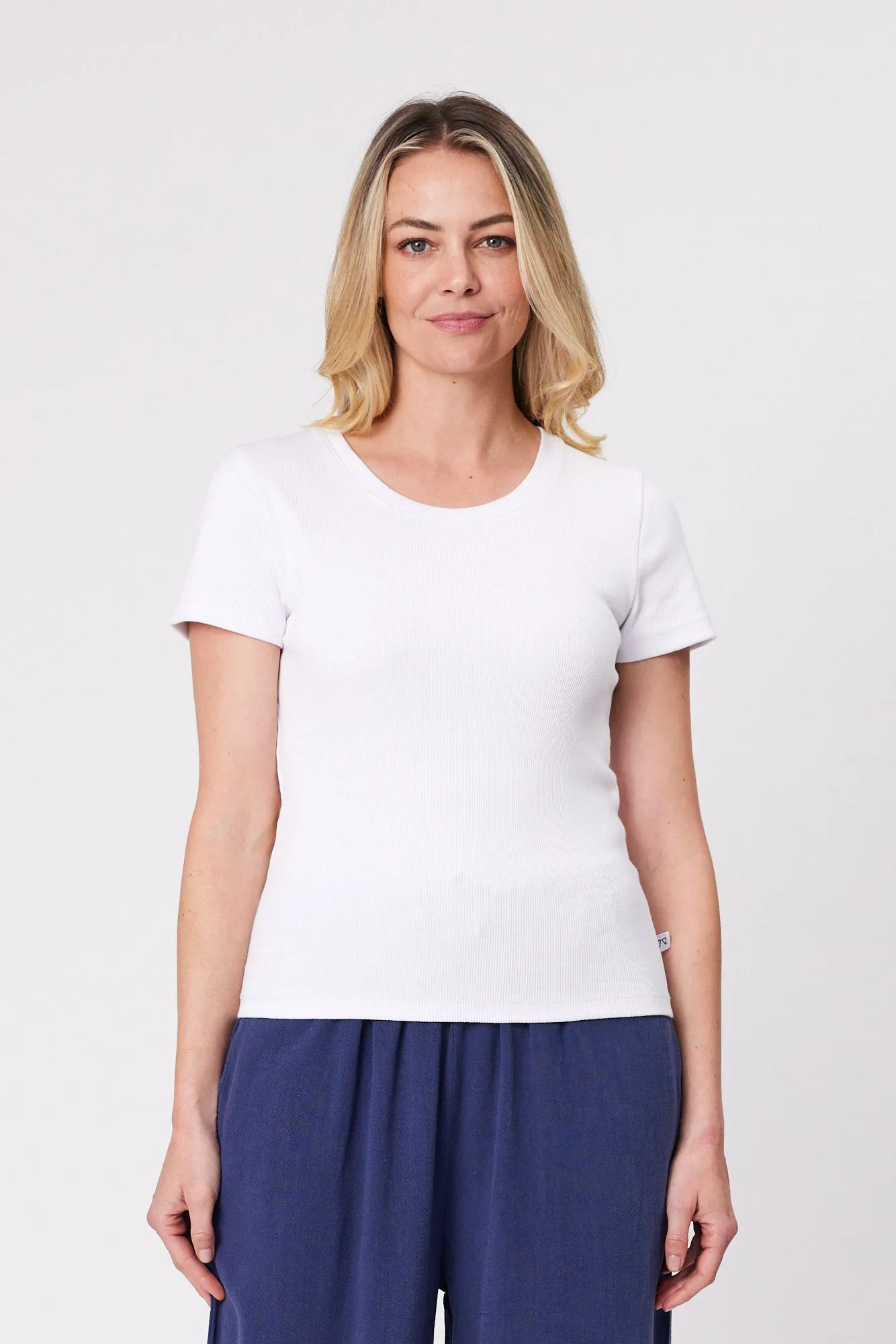 Shine On Essentials Rib Tee White