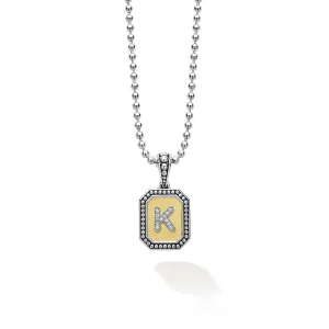 Collier Signature Caviar avec Charme Initiale K en Diamant Octogonal