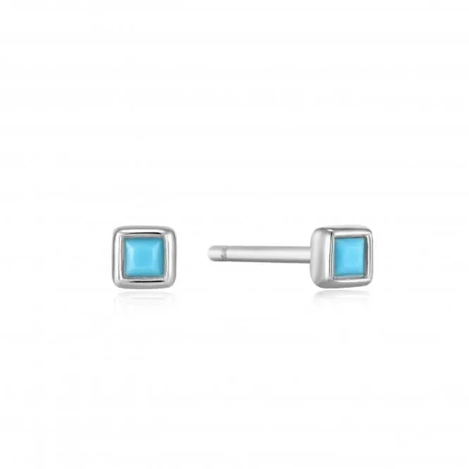 Boucles d'oreilles carrées en turquoise argenté E033-01H Ania Haie Jewellery