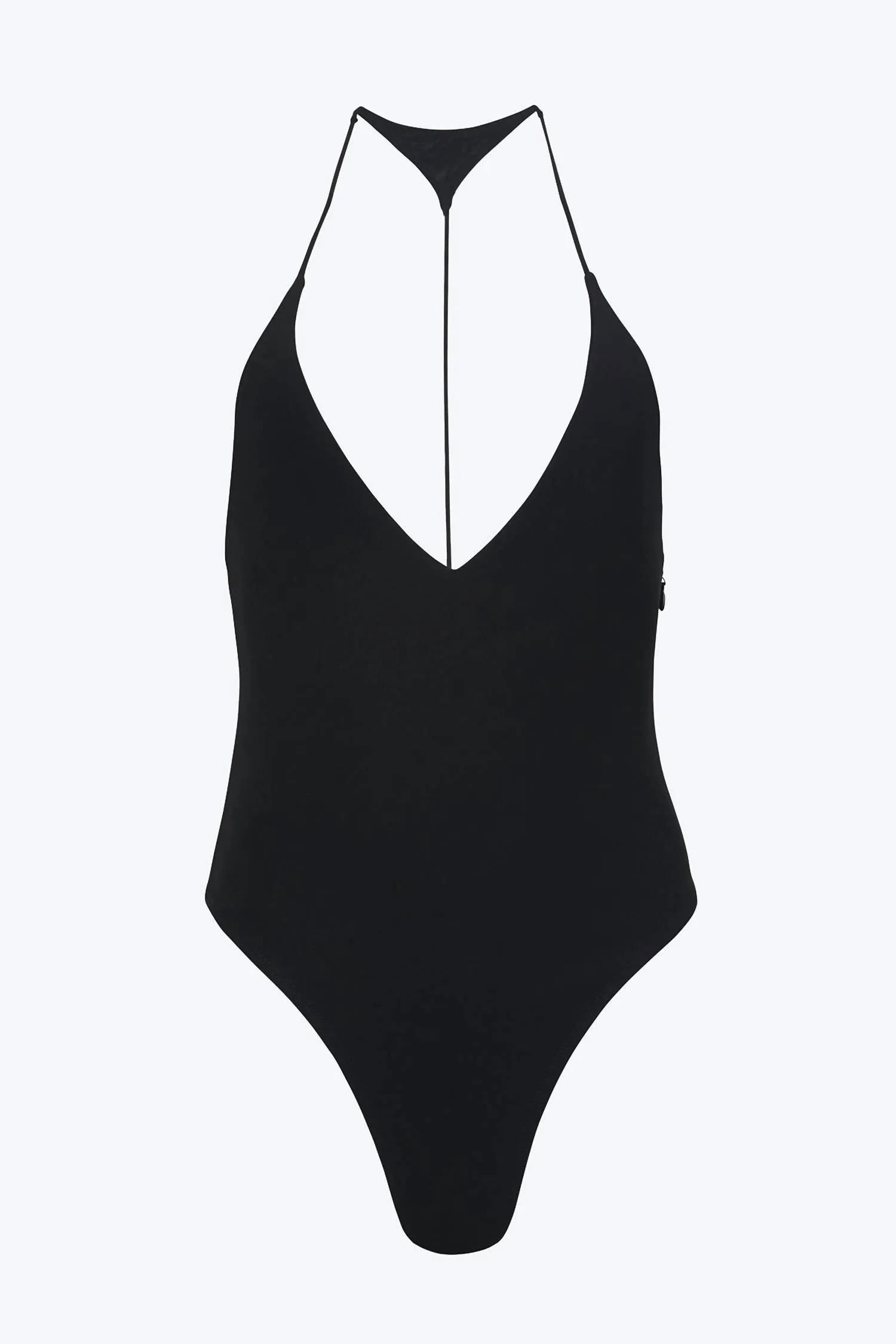 Simona Open-Back Matte Bodysuit In Black