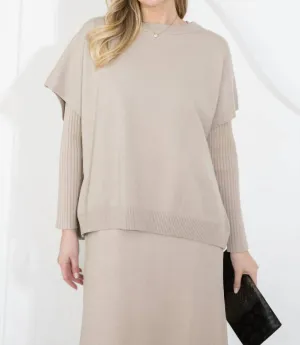 Sophie Knitted Turtleneck Vest In Khaki