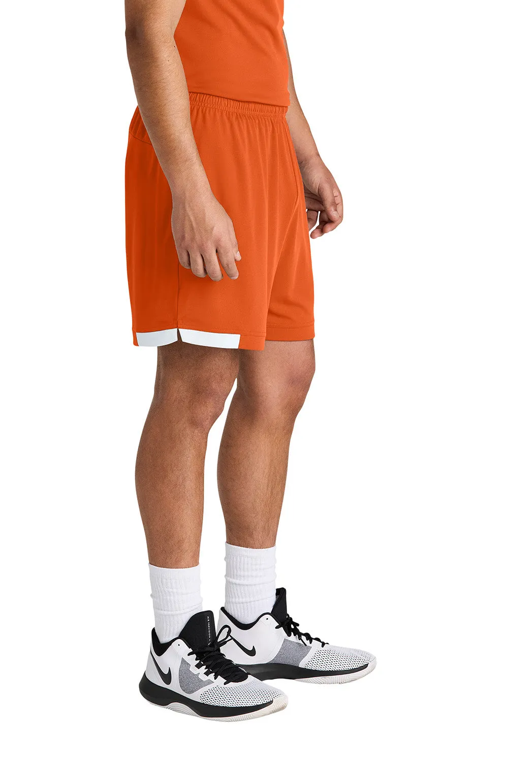 Sport-Tek Mens Club Moisture Wicking Shorts - Deep Orange/White