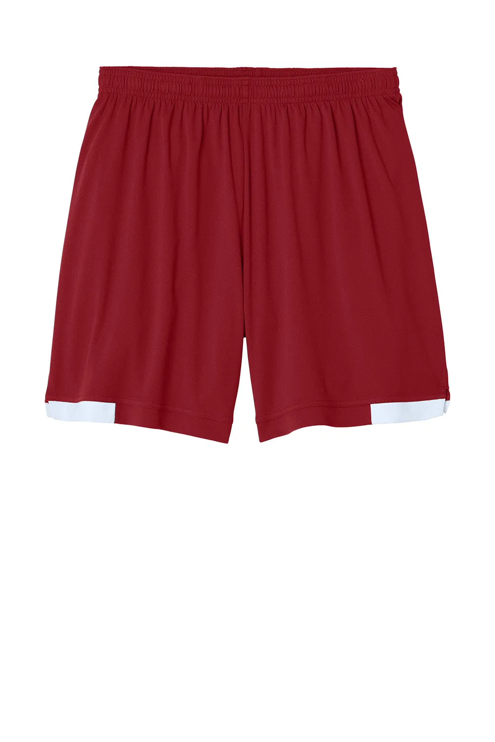 Sport-Tek Mens Club Moisture Wicking Shorts - Deep Red/White