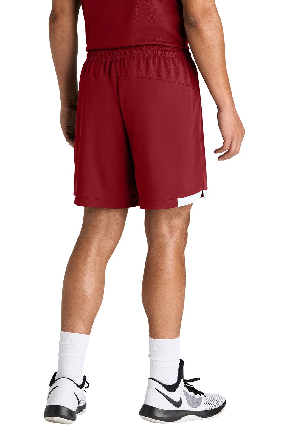 Sport-Tek Mens Club Moisture Wicking Shorts - Deep Red/White