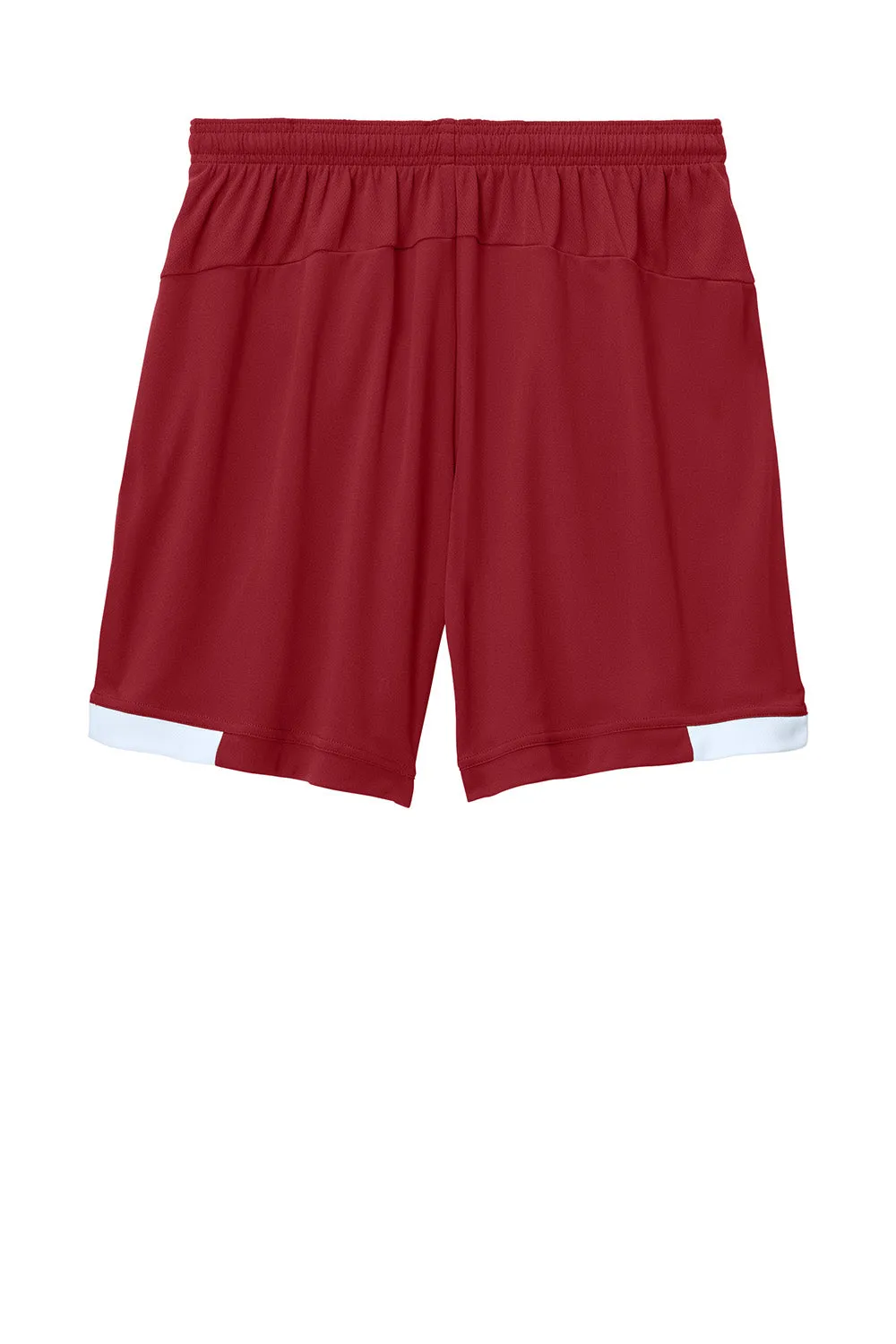 Sport-Tek Mens Club Moisture Wicking Shorts - Deep Red/White