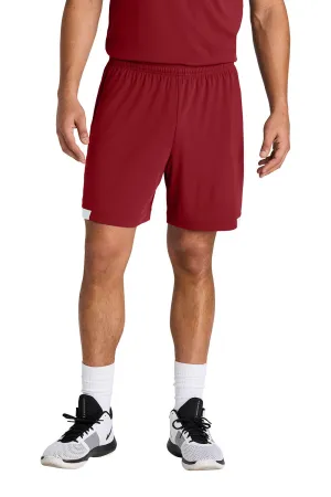 Sport-Tek Mens Club Moisture Wicking Shorts - Deep Red/White