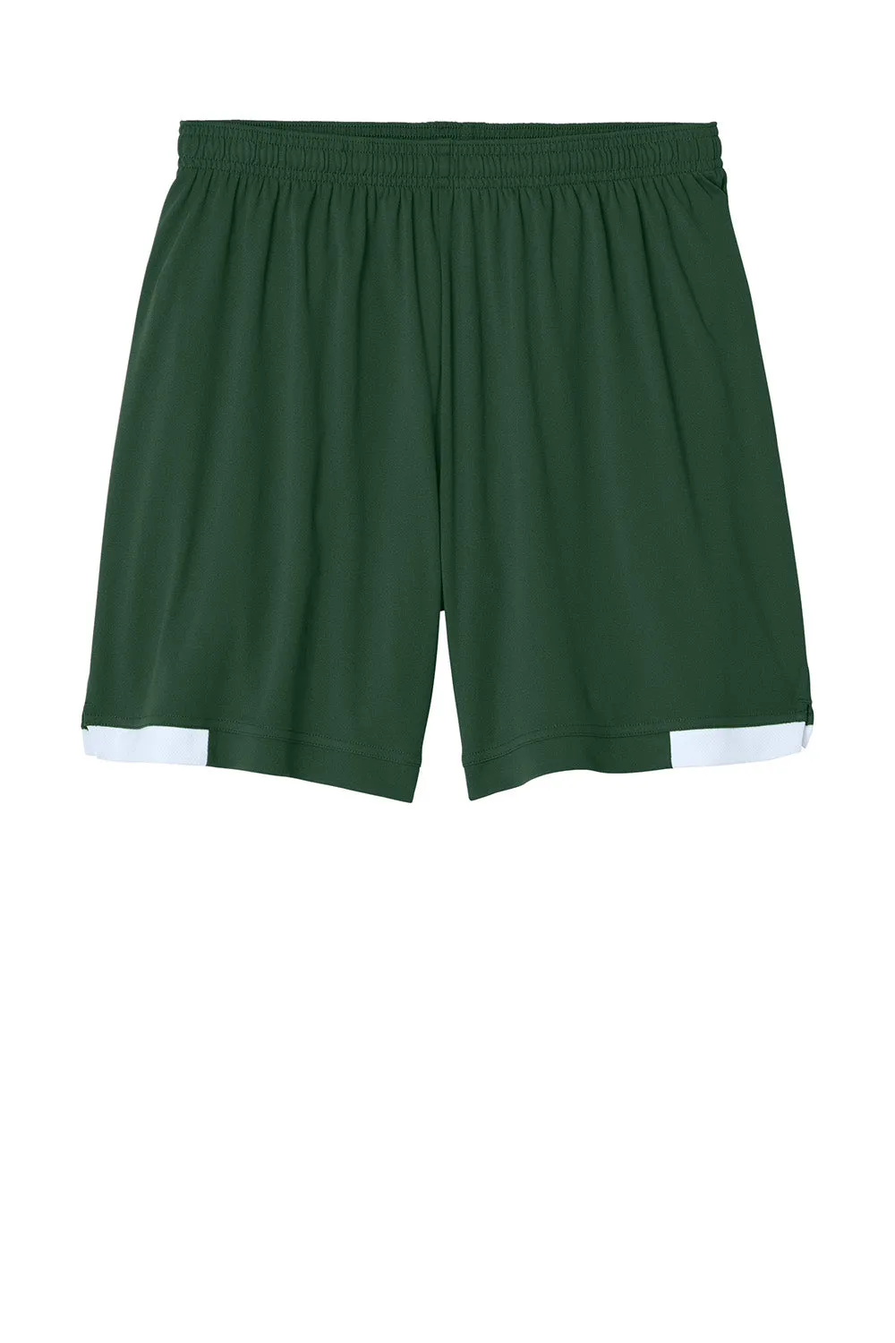 Sport-Tek Mens Club Moisture Wicking Shorts - Forest Green/White