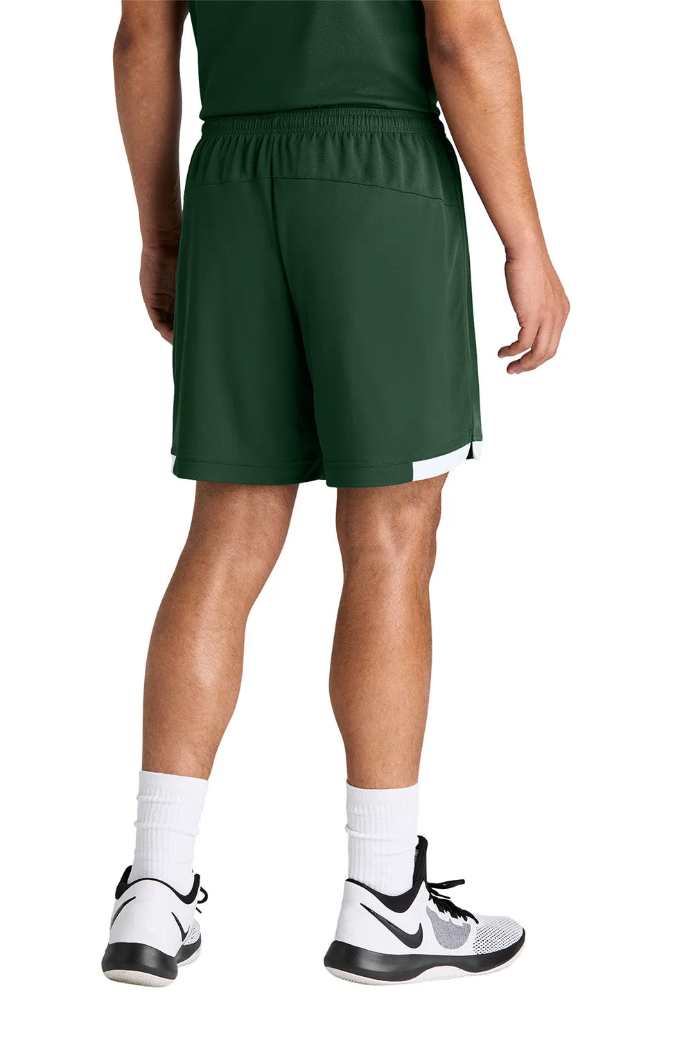 Sport-Tek Mens Club Moisture Wicking Shorts - Forest Green/White