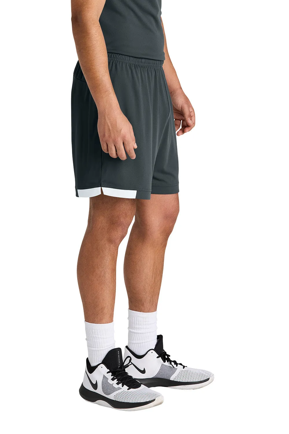 Sport-Tek Mens Club Moisture Wicking Shorts - Iron Grey/White