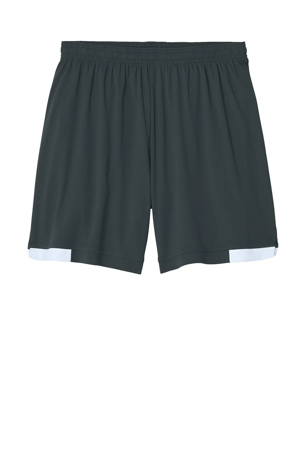 Sport-Tek Mens Club Moisture Wicking Shorts - Iron Grey/White