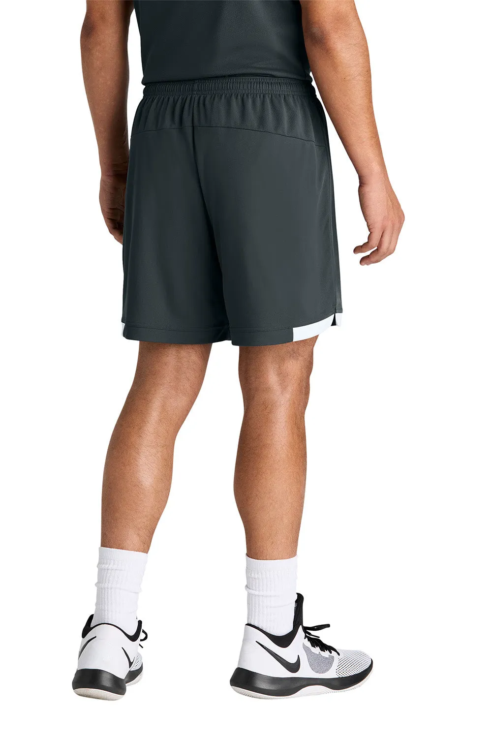 Sport-Tek Mens Club Moisture Wicking Shorts - Iron Grey/White