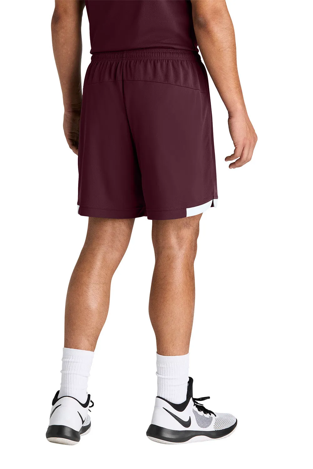 Sport-Tek Mens Club Moisture Wicking Shorts - Maroon/White