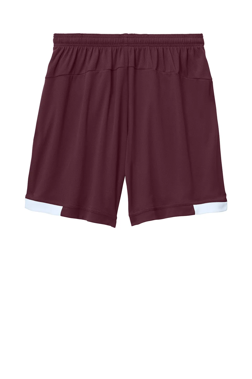 Sport-Tek Mens Club Moisture Wicking Shorts - Maroon/White
