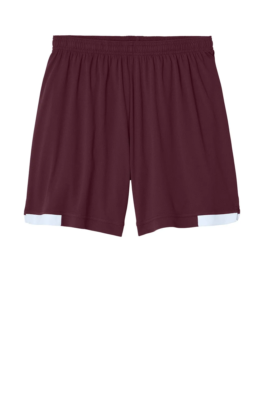 Sport-Tek Mens Club Moisture Wicking Shorts - Maroon/White