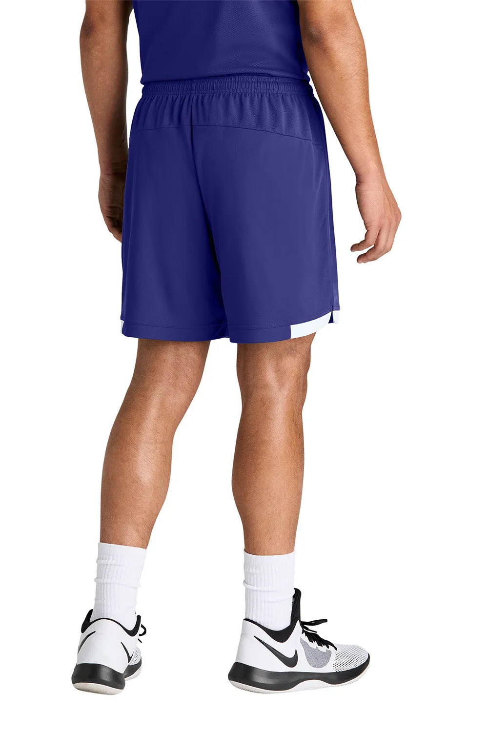 Sport-Tek Mens Club Moisture Wicking Shorts - Purple/White