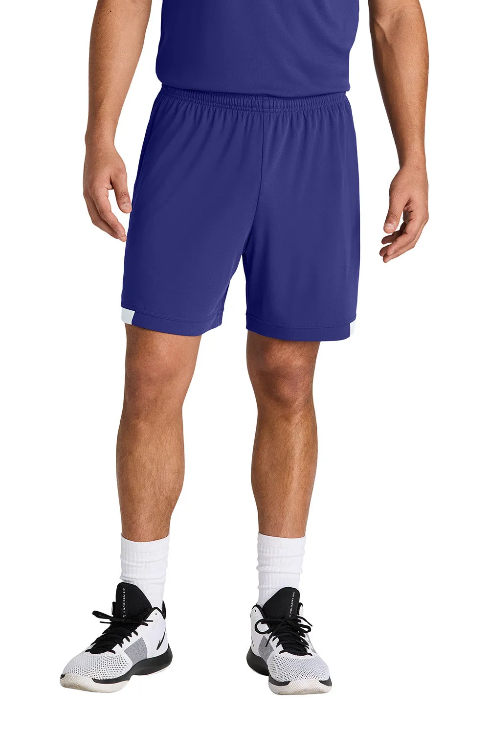 Sport-Tek Mens Club Moisture Wicking Shorts - Purple/White