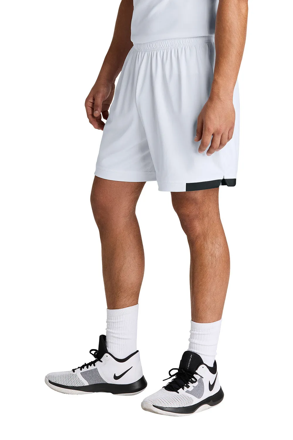 Sport-Tek Mens Club Moisture Wicking Shorts - White/Black