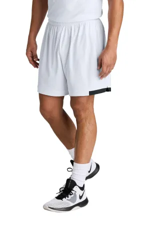 Sport-Tek Mens Club Moisture Wicking Shorts - White/Black