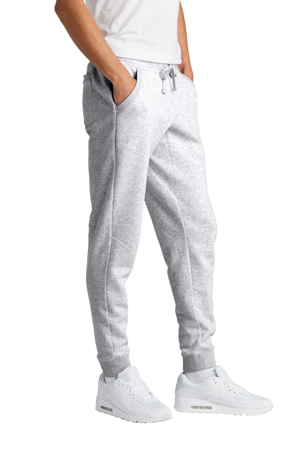 Sport-Tek Mens Drive Fleece Jogger Sweatpants w/ Pockets - Heather Grey