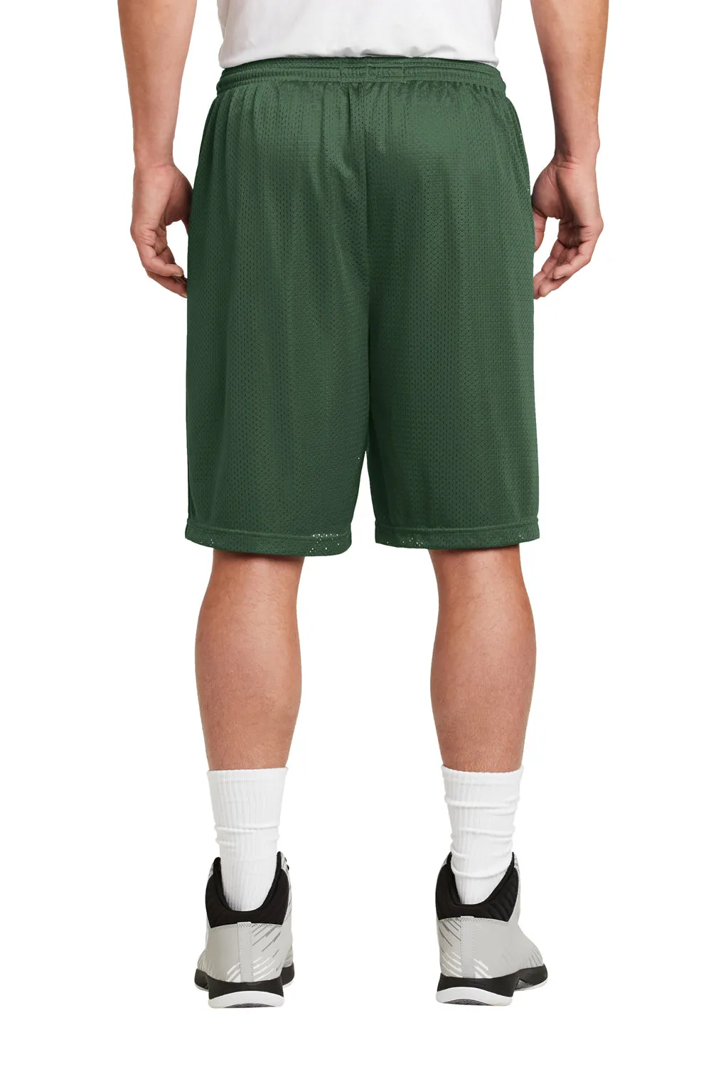 Sport-Tek Mens Moisture Wicking Classic Mesh Long Shorts - Forest Green - Closeout