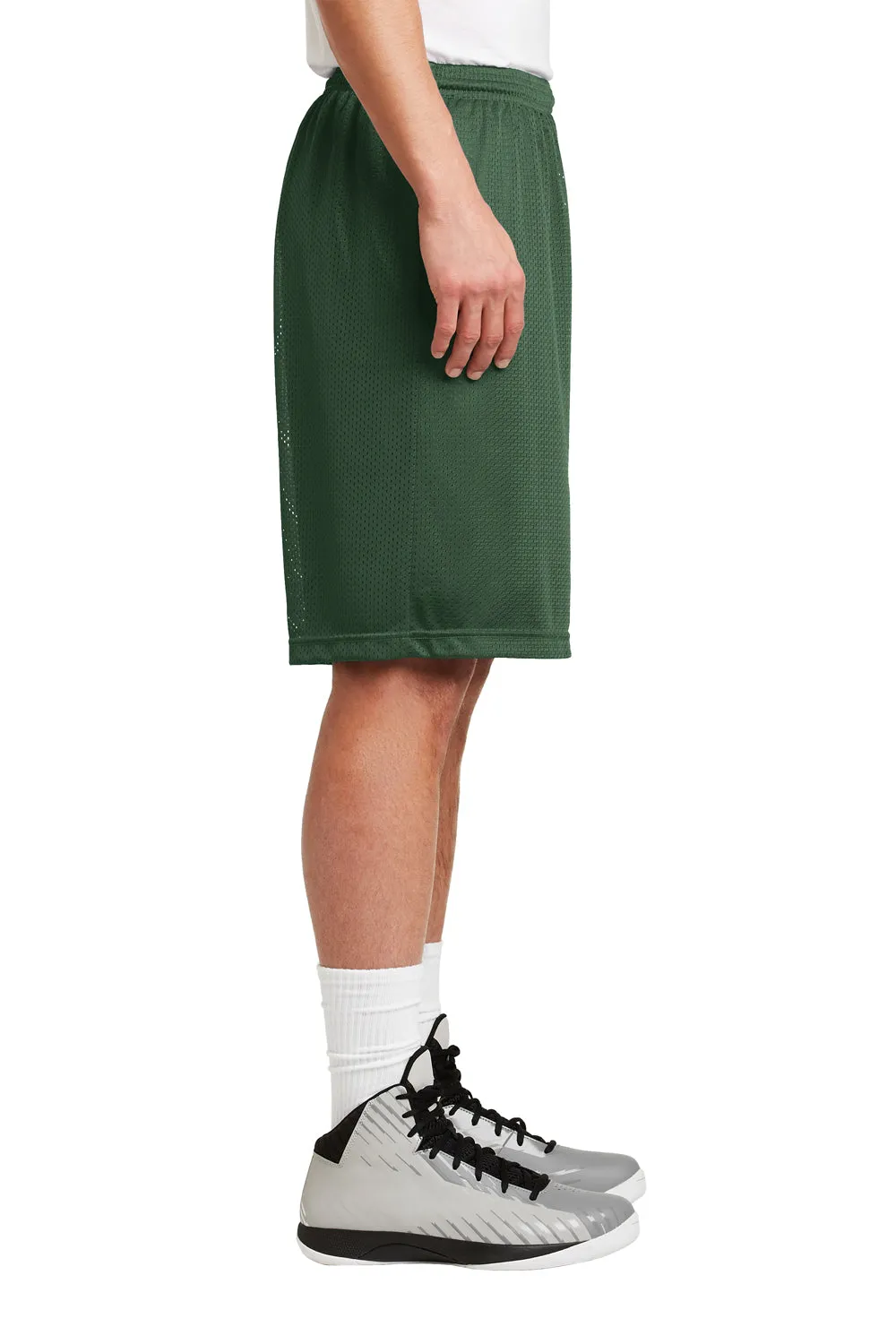 Sport-Tek Mens Moisture Wicking Classic Mesh Long Shorts - Forest Green - Closeout