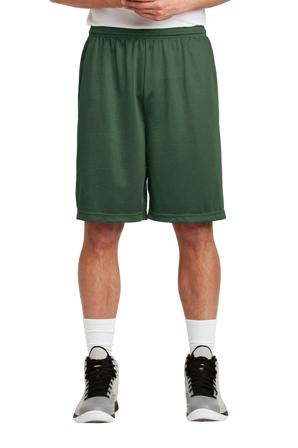 Sport-Tek Mens Moisture Wicking Classic Mesh Long Shorts - Forest Green - Closeout
