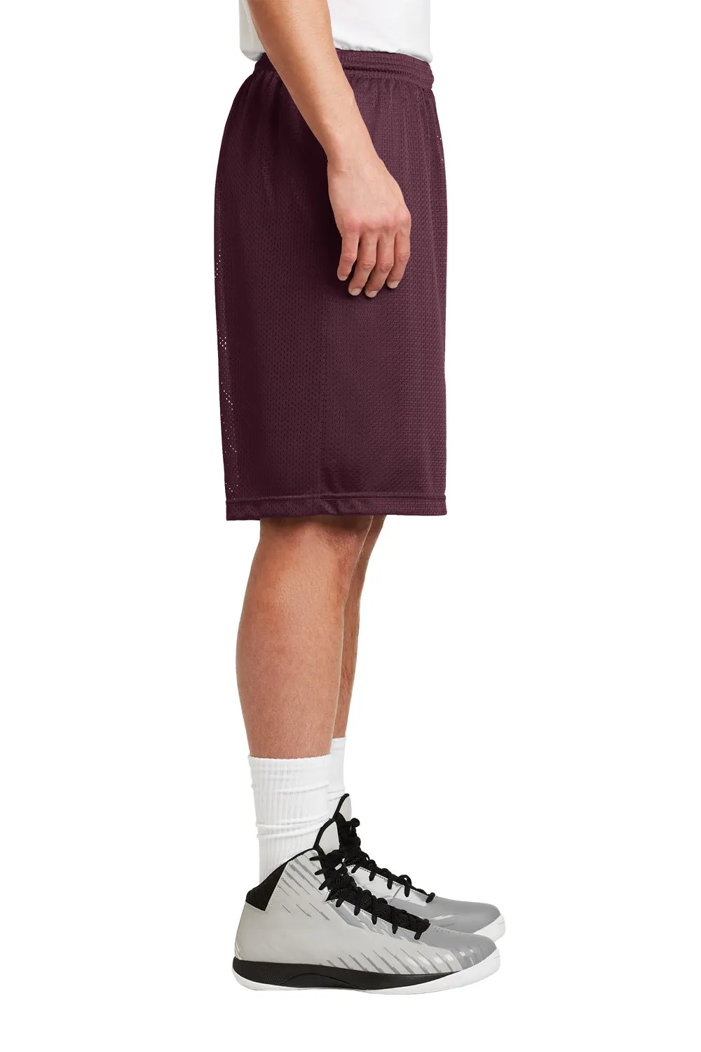 Sport-Tek Mens Moisture Wicking Classic Mesh Long Shorts - Maroon - Closeout