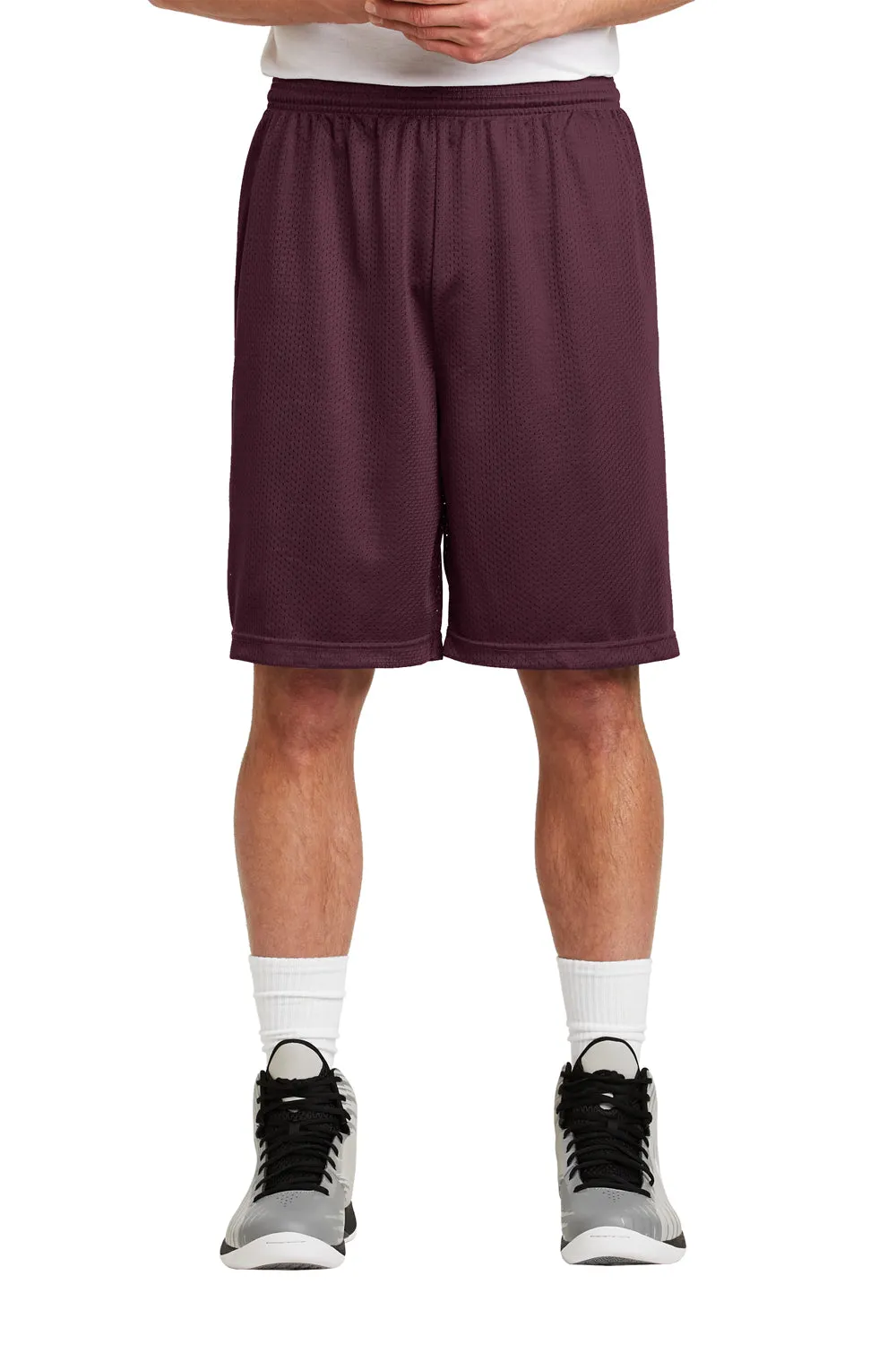 Sport-Tek Mens Moisture Wicking Classic Mesh Long Shorts - Maroon - Closeout