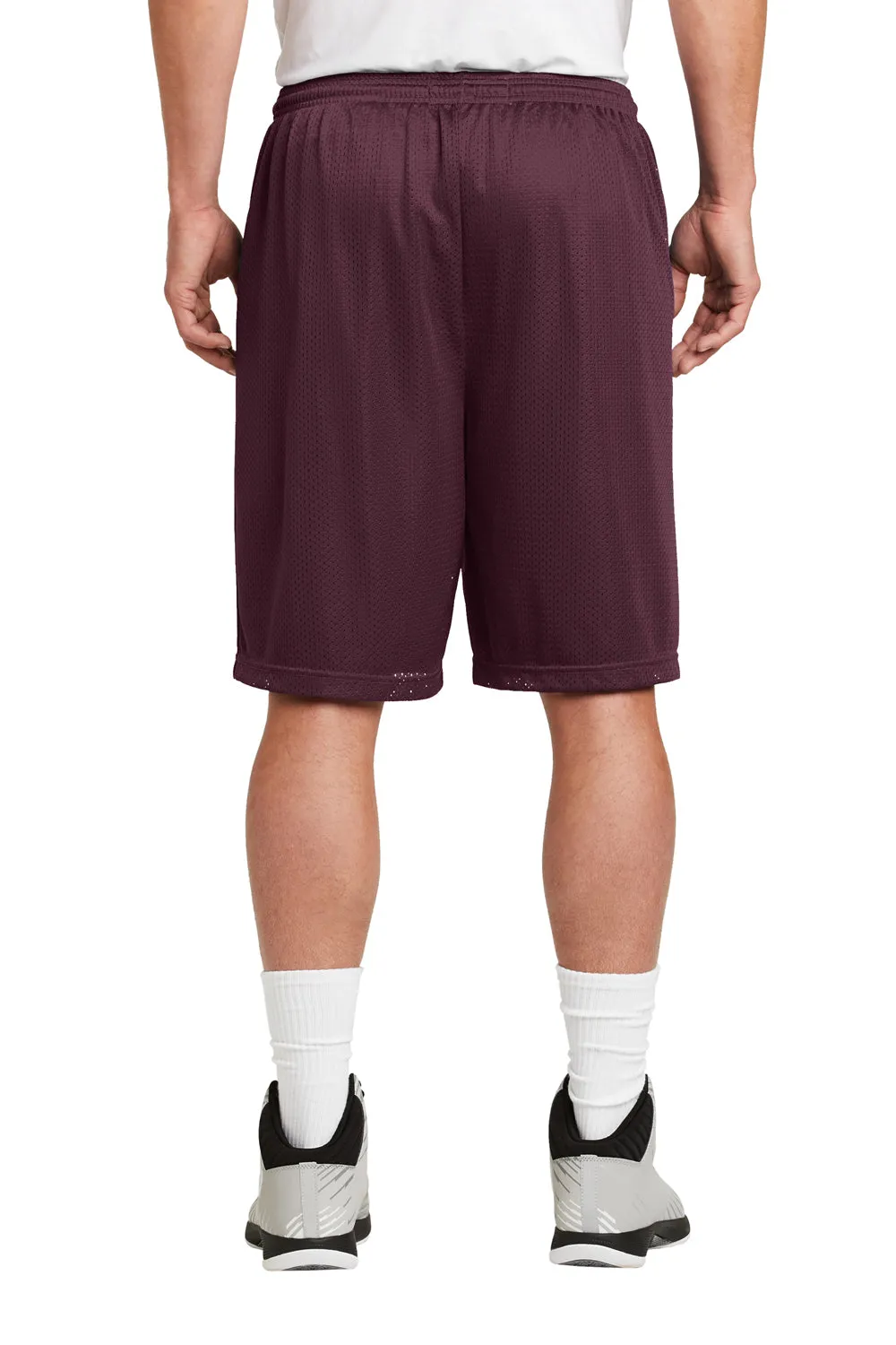 Sport-Tek Mens Moisture Wicking Classic Mesh Long Shorts - Maroon - Closeout