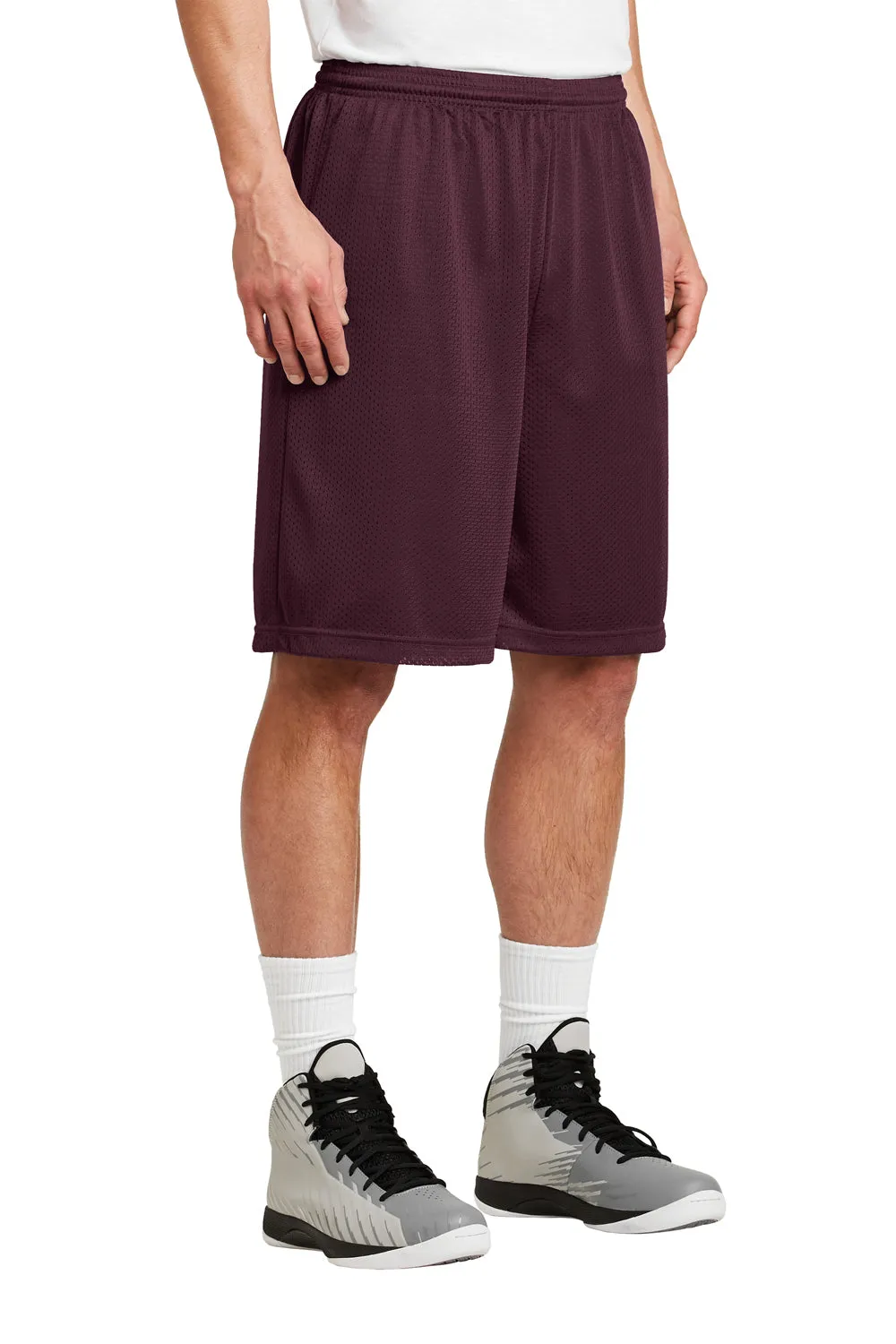 Sport-Tek Mens Moisture Wicking Classic Mesh Long Shorts - Maroon - Closeout