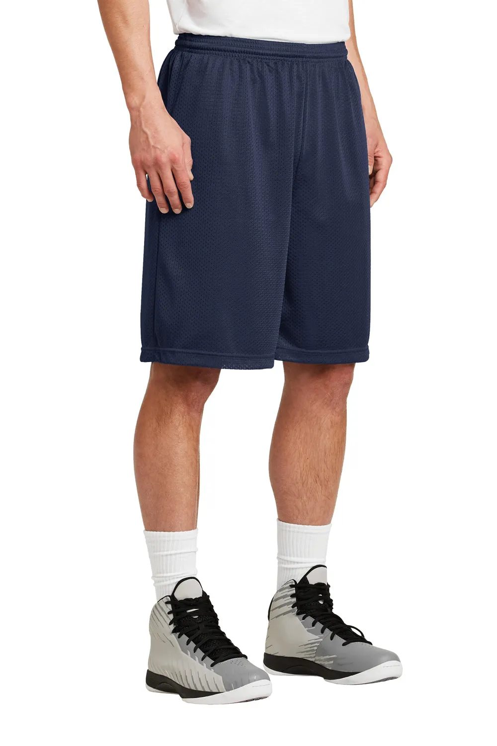 Sport-Tek Mens Moisture Wicking Classic Mesh Long Shorts - True Navy Blue - Closeout